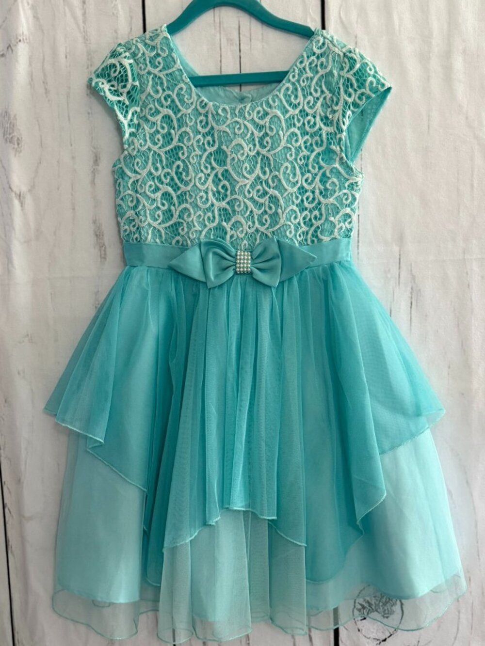 Jona Michelle Teal Lace Tulle Party Dress Size 7 Special Occasion